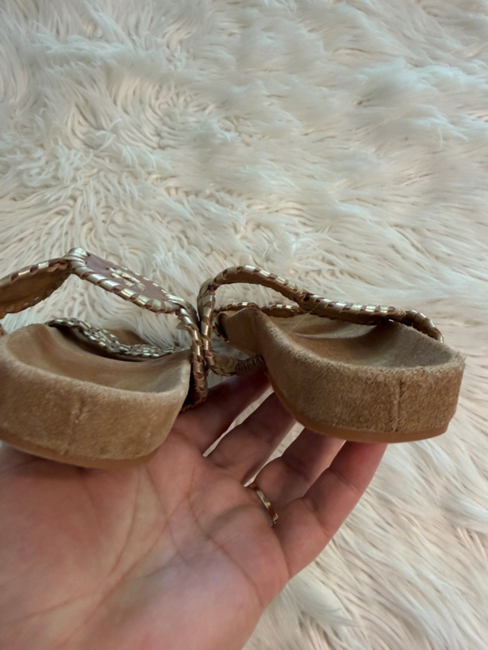 Jack Rogers Tan/Brown Leather Circle-Embellished Slide Sandals size 8.5 - Picture 8 of 8